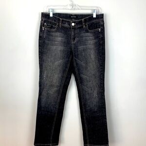 White House Black Market Black Noir Embellished & Deconstructed Jeans